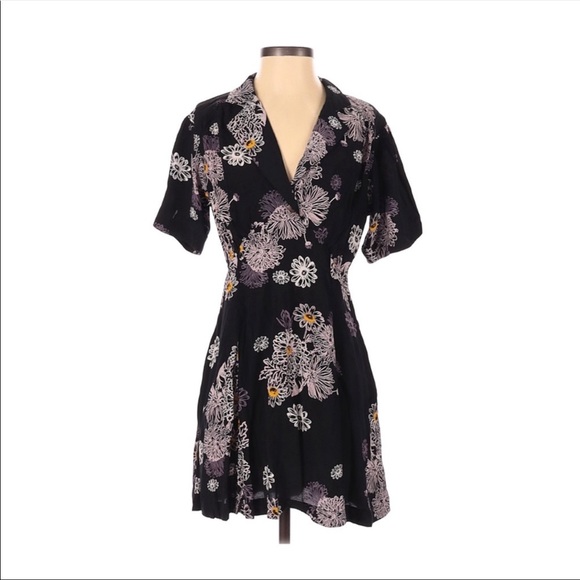 FREE PEOPLE Blue Hawaii Floral Dress BLACK SMALL - Picture 8 of 9